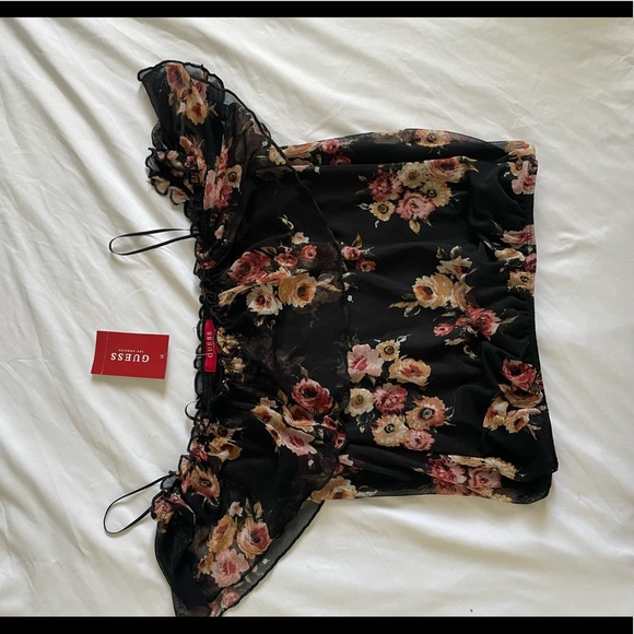 NWT guess off the shoulder mesh floral shirt✨ - Picture 2 of 4